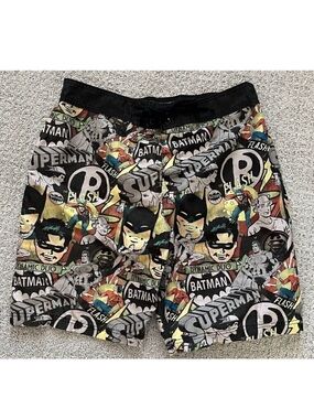 Batman Mens Swim Trunks Board Shorts Sz XL DC Comics Robin Flash Pop Art Black